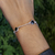 Pulseira de Prata Círculos Pretos 18cm: