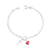 Pulseira de Prata com Coração Vermelho e Cruz 17cm