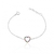 Pulseira de Prata Coração Cravejado Colorido 18cm