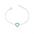 Pulseira de Prata Coração Cravejado Verde 18cm: Charme e Elegância em Todas as Ocasiões