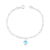 Pulseira de Prata Coração Cristal Azul Claro 20cm