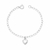 Pulseira de Prata Coração Cristal Branco 18cm