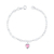 Pulseira de Prata Coração Cristal Rosa 20cm + Caixinha Rosa Pequena c/ Flor Mágica - Céu de Prata