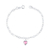 Pulseira de Prata Coração Cristal Rosa 19cm
