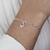 Pulseira de Prata Coração Cristal Rosa 19cm