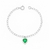 Pulseira de Prata Coração Cristal Verde 20cm