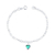 Pulseira de Prata Coração Cristal Verde 20cm