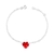 Pulseira de Prata Coração Cristal Vermelho (2mm) 20cm