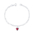 Pulseira de Prata Coração Cristal Vermelho 20cm