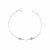 Pulseira de Prata Coração Liso e Zircônias Rosa (1mm) 18cm