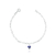 Pulseira de Prata Coração Olho Grego Azul Escuro 19cm