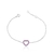 Pulseira de Prata Coração Rosa Cravejado (1mm) 18cm