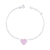 Pulseira de Prata Coração Rosa Fosco 20cm: Charme e Delicadeza para Seus Momentos