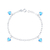 Pulseira de Prata Corações Cristal Azul Claro 18cm: Beleza e Sofisticação