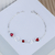 Pulseira de Prata Corações Cristal Vermelho 19cm