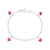 Pulseira de Prata Corações Cristal Vermelho 18cm