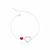 Pulseira de Prata Corações Vazado e Vermelho 20cm