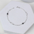 Pulseira de Prata Cristais Preto e Branco 20cm
