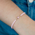 Pulseira de Prata Cristais Rosa Claro com Zircônia 18cm