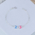 Pulseira de Prata Infantil Duas Borboletas Cristal Azul e Rosa 15cm