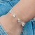 Pulseira de Prata Coração e Gota de Cristal 18cm