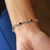 Pulseira de Prata Pontos de Luz Preto e Branco 19cm