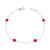 Pulseira de Prata Quatro Cristais Vermelhos 21cm