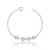 Pulseira de Prata Quatro Zircônias Coloridas 18cm