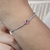 Pulseira de Prata Riviera Banhada a Ródio c/ Coração Rosa 18cm