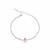 Pulseira de Prata Banhada a Ródio Riviera Gota Cristal Rosa 19cm