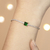 Pulseira de Prata Banhada a Ródio Riviera Zircônia Quadrada Verde 20cm