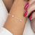 Pulseira de Prata Seis Pontos de Luz Rosa 18cm