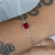 Pulseira de Prata Zircônia Redonda Vermelha 20cm