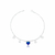 Tornozeleira de Prata Coração Cristal Azul 23cm