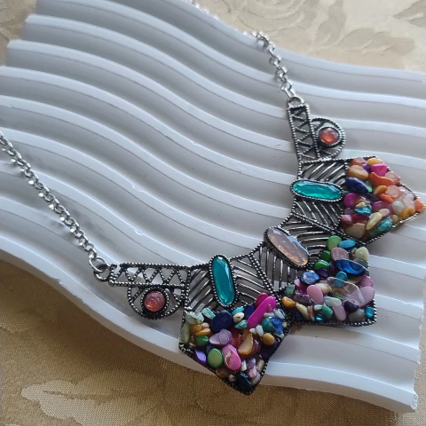 Gargantilla piedras multicolor - Fantasía 0542
