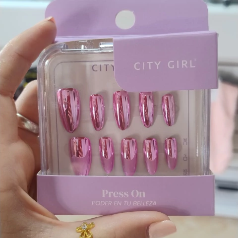 Press On diseño metalizado fucsia - City Girl