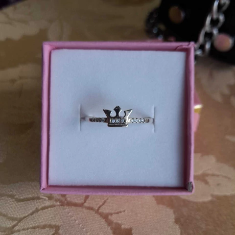 Anillo Corona con cubic Plateado Plata 925 - Talle 19 (1479)