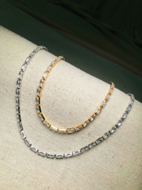 Riviera com banho de ouro 18k com zircônia cristal