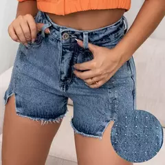 Short Jeans Premium Marmorizado com Detalhe na barra na internet