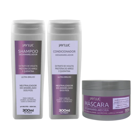 Kit desamarelador Jay'Luc sh/cond/mas para cabelos loiros e grisalhos