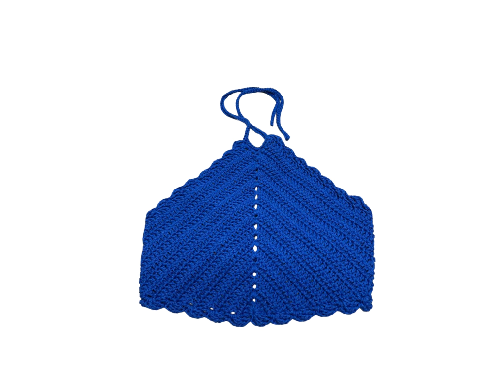 Cropped Crochê azul M