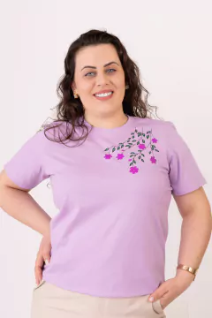 T-Shirt Flores Lilás