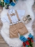 Conjunto Social Camisa Branca e Short Susp. Gravata Caqui - Batizado - Aniversário - Casamento (0227CK) - comprar online