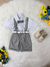 Conjunto Social Camisa Branca e Short Suspensório - Gravata Cinza - Batizado - Casamento - Aniversário (0227CB) - comprar online