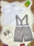 Conjunto Social Camisa Branca e Short Suspensório - Gravata Cinza - Batizado - Casamento - Aniversário (0227CB) - comprar online