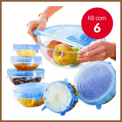 Kit com 6 Tampas de Silicone Reutilizáveis
