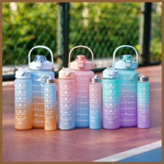 Kit da Garrafa de Água Squeeze Motivacional Com Adesivos 300ML+900ML+2000ML na internet