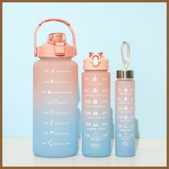 Kit da Garrafa de Água Squeeze Motivacional Com Adesivos 300ML+900ML+2000ML - loja online