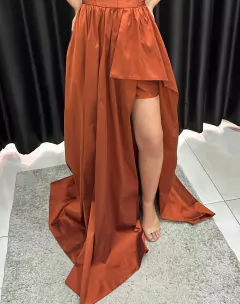 Vestido Terra Cota Sem alça com fenda - comprar online