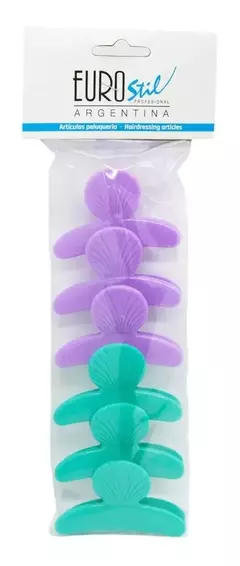 Eurostil Kit X6 Set Broches Pinzas Plástico Peluquería